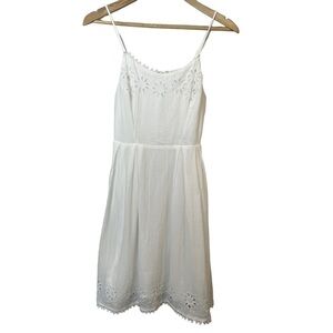 Old Navy Sundress Womens S White Floral Eyelet Lace A-line 100% Cotton Lined